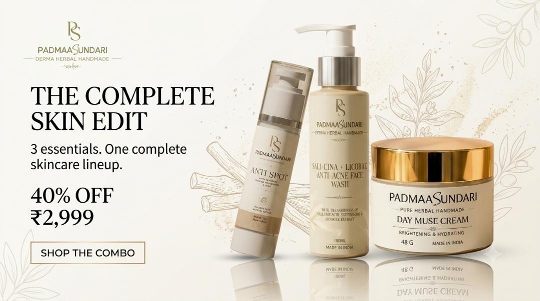 Padmaa Sundari Complete Skin Edit Trio Skincare Set - Face Wash, Cream, Serum